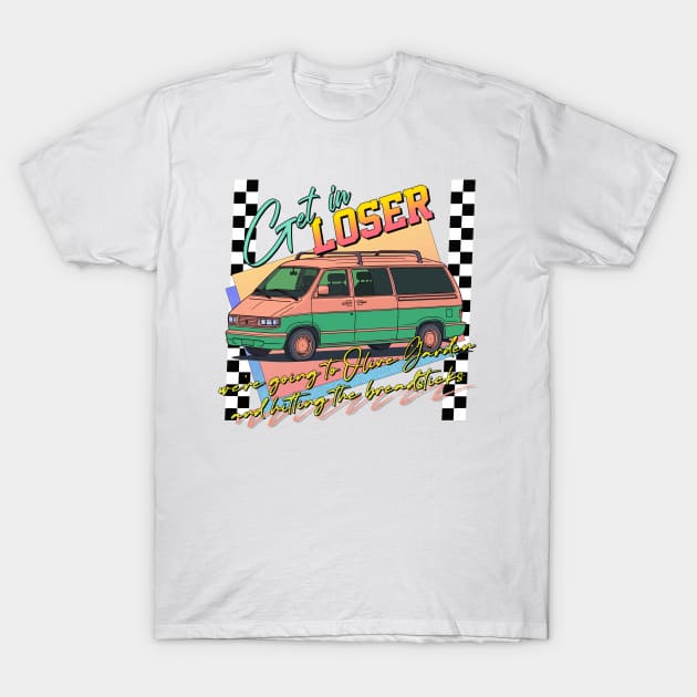 Get In Loser -- Middle Age Minivan Lover T-Shirt by DankFutura